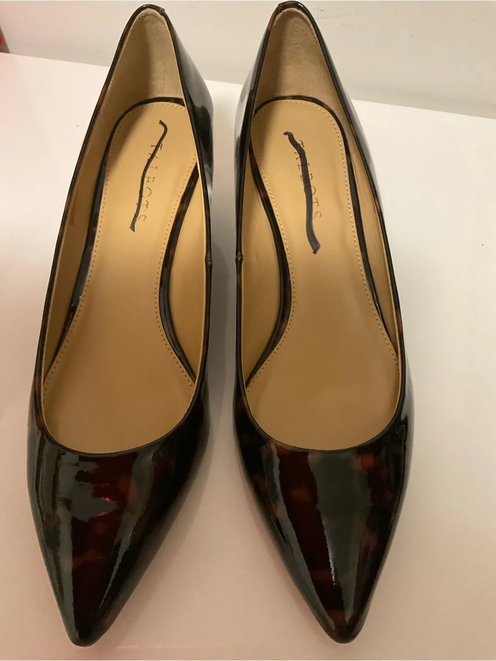 Talbots Tortoiseshell Patent Wedge Pumps - Brown/Black Size 10